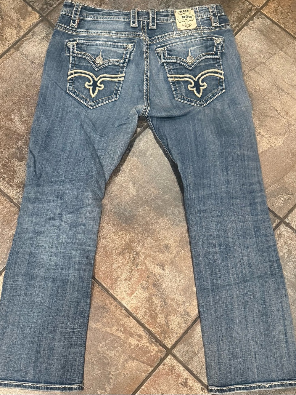 Rock Revival Light Blue Embroidered Back Pocket Straight Jeans
